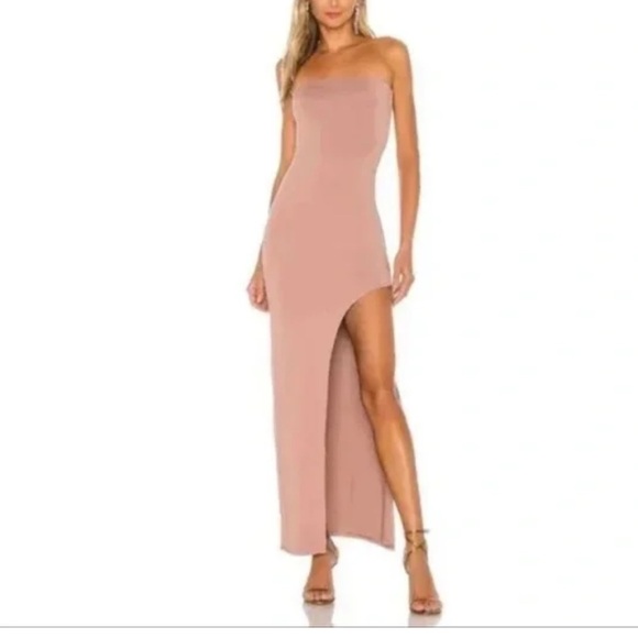 Superdown Toni Strapless Slit Maxi Gown Mocha - Picture 5 of 6